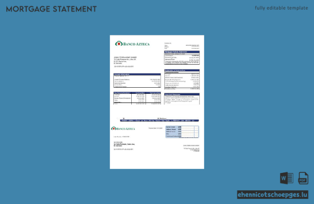 Salvador Banco Azteca Hypothekenabrechnung in Word- und PDF-Formaten – Beispielvorschau